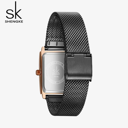 Shengke Women Watches Fashion Geneva Design Ladies Watch Luxury Brand Rectangle Quartz Wristwatches Luxury Gifts For Women Clock