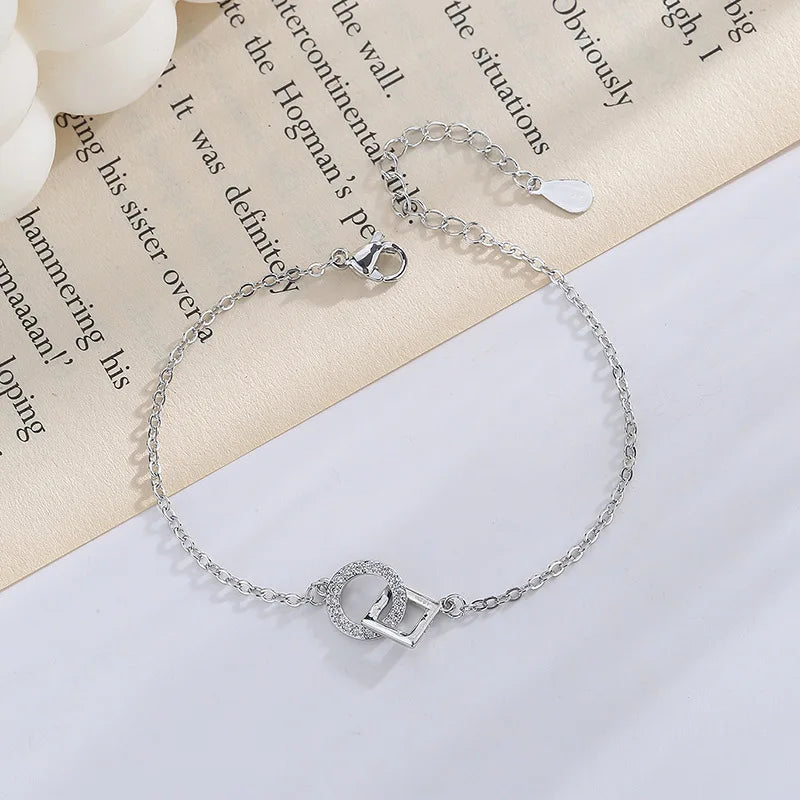 VENTFILLE 925 Sterling Silver Geometric Square Round Bead Bracelet For Women Personality Temperament Simple Hand Jewelry Party