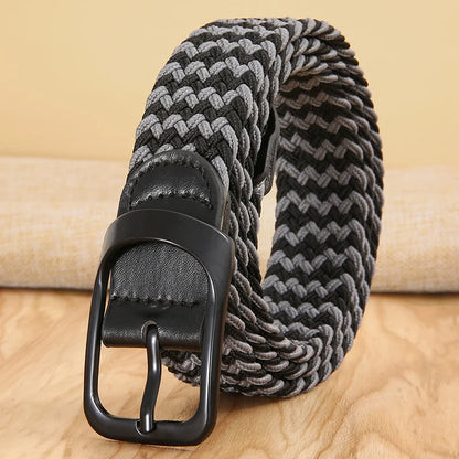 Non-hole Punch-free MEN'S AND WOMEN'S Woven Belt Elastic Stretch Canvas Belt Female Korean Style Versatile Student Pants Belt