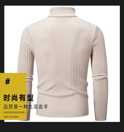 New Men's Turtleneck Sweater Casual Men's Knitted Sweater Warm Fitness Men Pullovers Tops