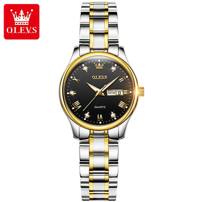 OLEVS Women Wrist Watch Original Watches for Ladies Waterproof Stainless Steel Luxury Quartz Woman Wristwatch Gold Reloj Hombre