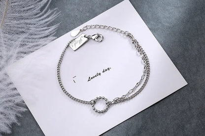 VENTFILLE 925 Sterling Silver Geometric Square Round Bead Bracelet For Women Personality Temperament Simple Hand Jewelry Party