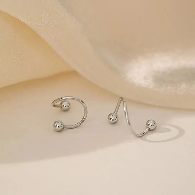 2pcs Stainless Steel Spiral Twisted Stud Earrings, Lip Piercing Heart Star Cartilage Tragus Helix Ear Piercing Jewelry Gifts