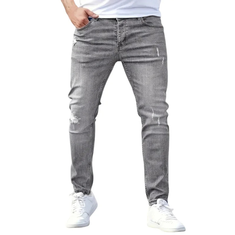 Men Casual Denim Pants Elastic Skinny Jeans Multi-Pocket Trousers Slim Fit Black Jeans Soild Cargo Pants Man Clothes Streetwear