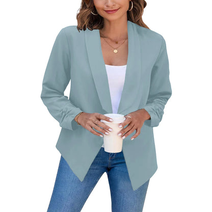 Summer Black Blazers Women 2024 Female Office Lady Nine Quarter Blazer Open Stitch Womens Slim Coats Femme Ladies Notched Tops