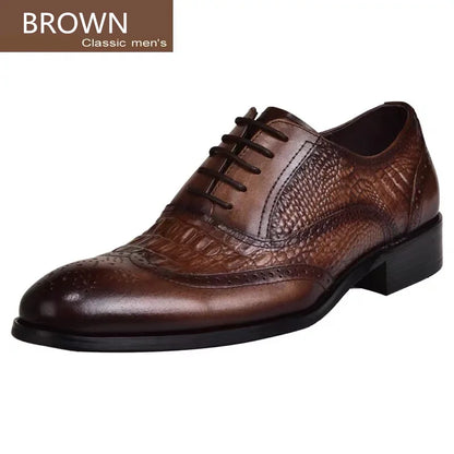 Men casual shoes Brock Oxford retro crocodile leather men formal spring and autumn 2022 new 's for