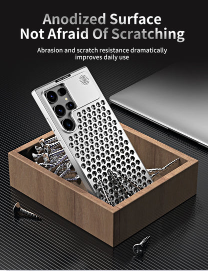 Luxury Metal Cooling Hollow Aluminum Phone Case For Samsung Galaxy S23 S22 S24 ultra Aroma Diffuser Heat Dissipation Cover Funda