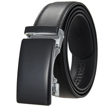 Brand New Mens Belts Casual Automatic Buckle Black Red Brown Male Cow Genuine Leather Trouser Belt