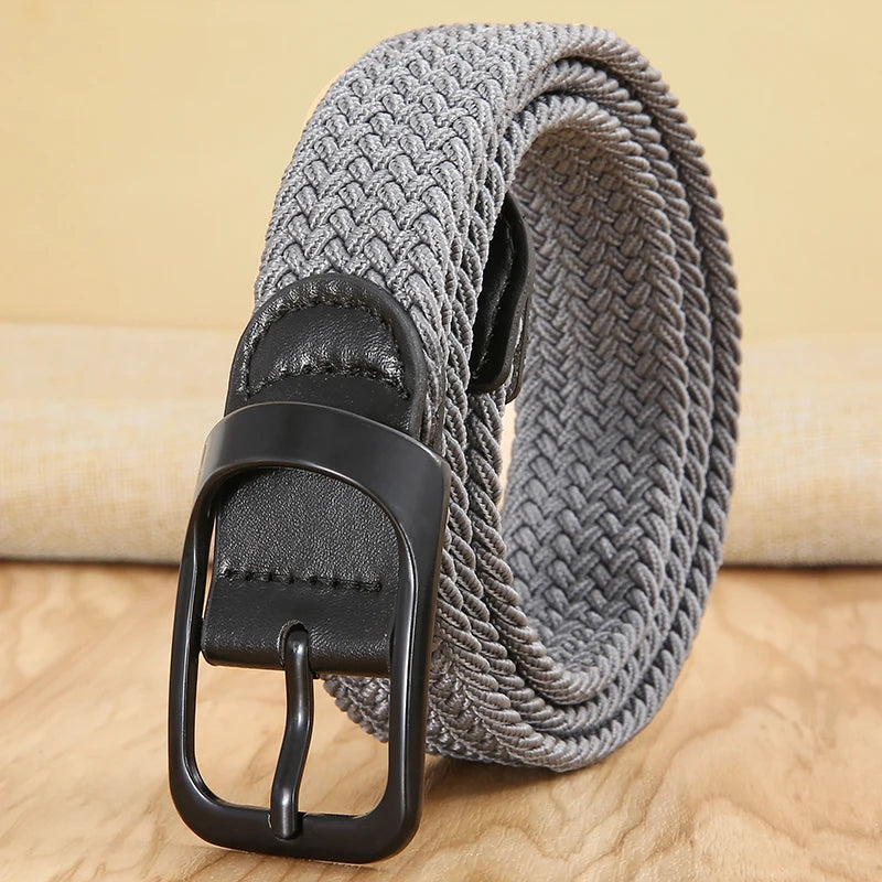 Non-hole Punch-free MEN'S AND WOMEN'S Woven Belt Elastic Stretch Canvas Belt Female Korean Style Versatile Student Pants Belt