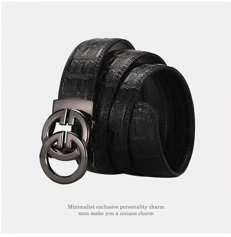 Men belt Genuine Leather Belt Metal Alloy Automatic Buckle Brand Luxury Design Waist Belts for Men Strap Male