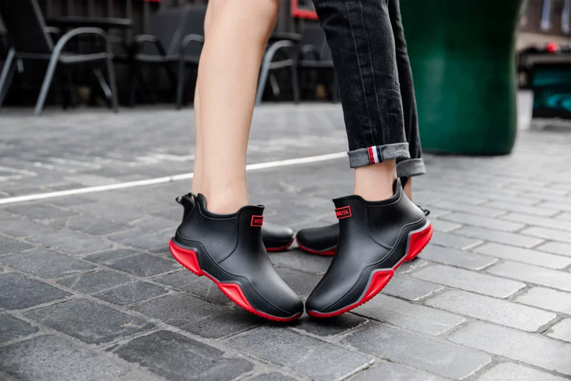 New Rain Shoes Ankle Women Waterproof Shoes Rain Boots Men Anti-slip Wear-resistant Plush Fashion Kitchen Summer Winter