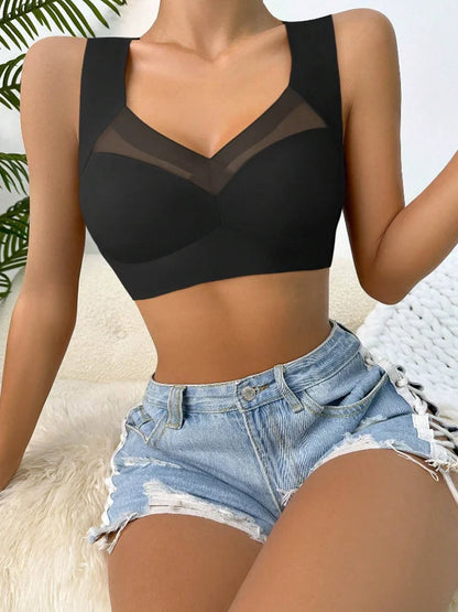 3Pcs Women Sport Bras Plus Size Seamless Lace Bra Bralette Backless Lady Brassiere Vest Female Gathers Shock-Proof Wireless Top