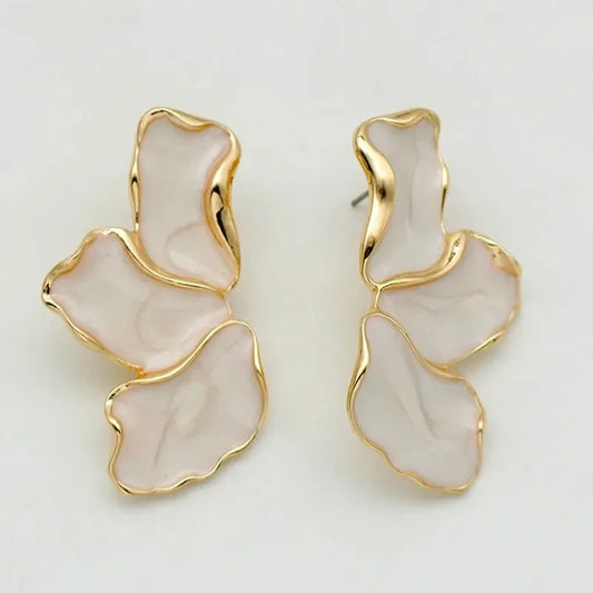 2PC Women's Fashion Forest Maple Leaf Dripping Oil Flower Earrings Sweet Temperament Light Luxury Colorful Petal Earrings-1198