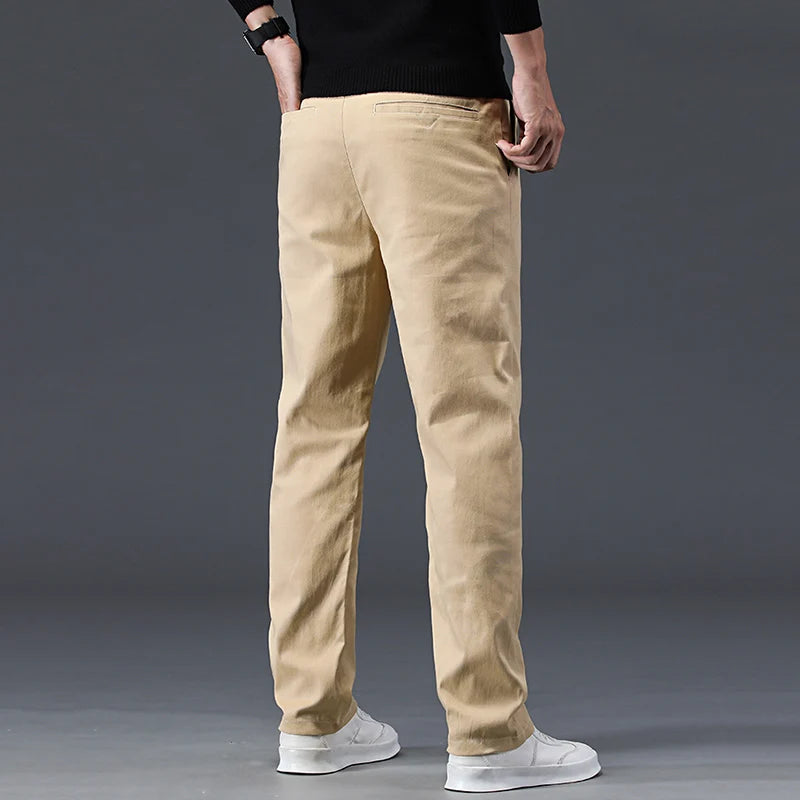 High Quality Men Versatile Casual Pants Fashion Khaki Dark-blue Street Trousers Comfortable Concise Business Straight Leg Pants