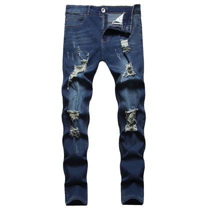 Mens Slim Fit Straight Tube Retro Hip Hop Pants Street Jeans Pants