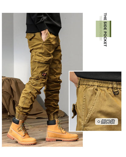 CAAYU Joggers Cargo Pants Men Casual Y2k MultiPocket Male Trousers Sweatpants Streetwear Techwear Tactical Track Black Pants Men