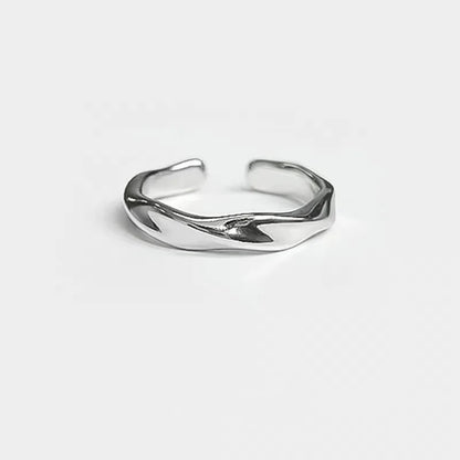 Mobius Wave Ring Silver Color Alloy Open Ring For Women Simple Retro Men Jewelry Trend Accessories Mobius Wave Ring Silver Color