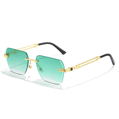 Caterside Rimless Pilot Sunglasses Men Square Metal Frame Sun Glasses Women Gradient UV400 Eyewear Good Idea Choice for Gifts