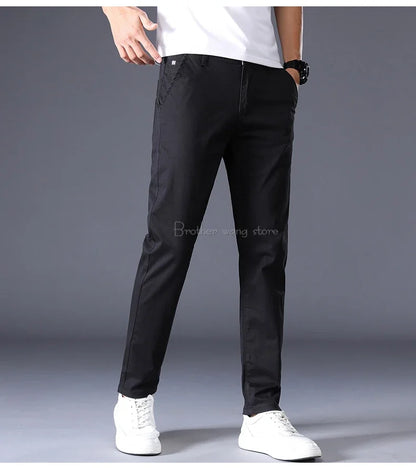 7 Colors Men's Classic Summer Thin Casual Pants Business Fashion Stretch Cotton Slim Solid Color Trousers Male Brand Clothes