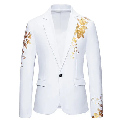 Men's Paisley Floral Gold Bronzing Printed Blazer Luxury Evening Prom Dress 2024 Suits Formal Jackets for Men Costume Homme Coat