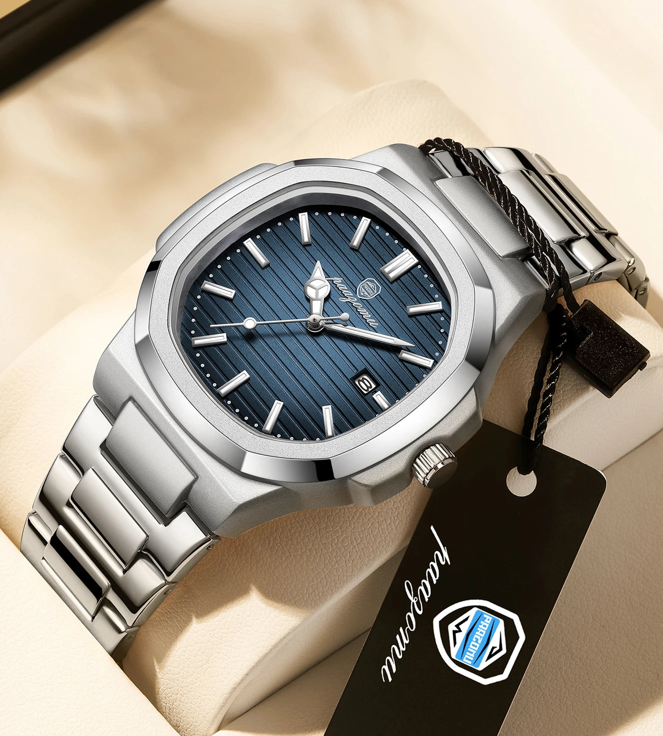 Fashion Men's Watches Business Stainless Steel Quartz Wrist Watch Calendar Date Male Casual Sports Luminous Clock