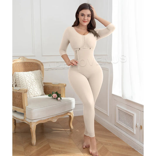 Fajas Colombianas Women High Compression Long Sleeves & Pants Full Body Shapewear Postpartum Underwear Post Liposuction Bodysuit