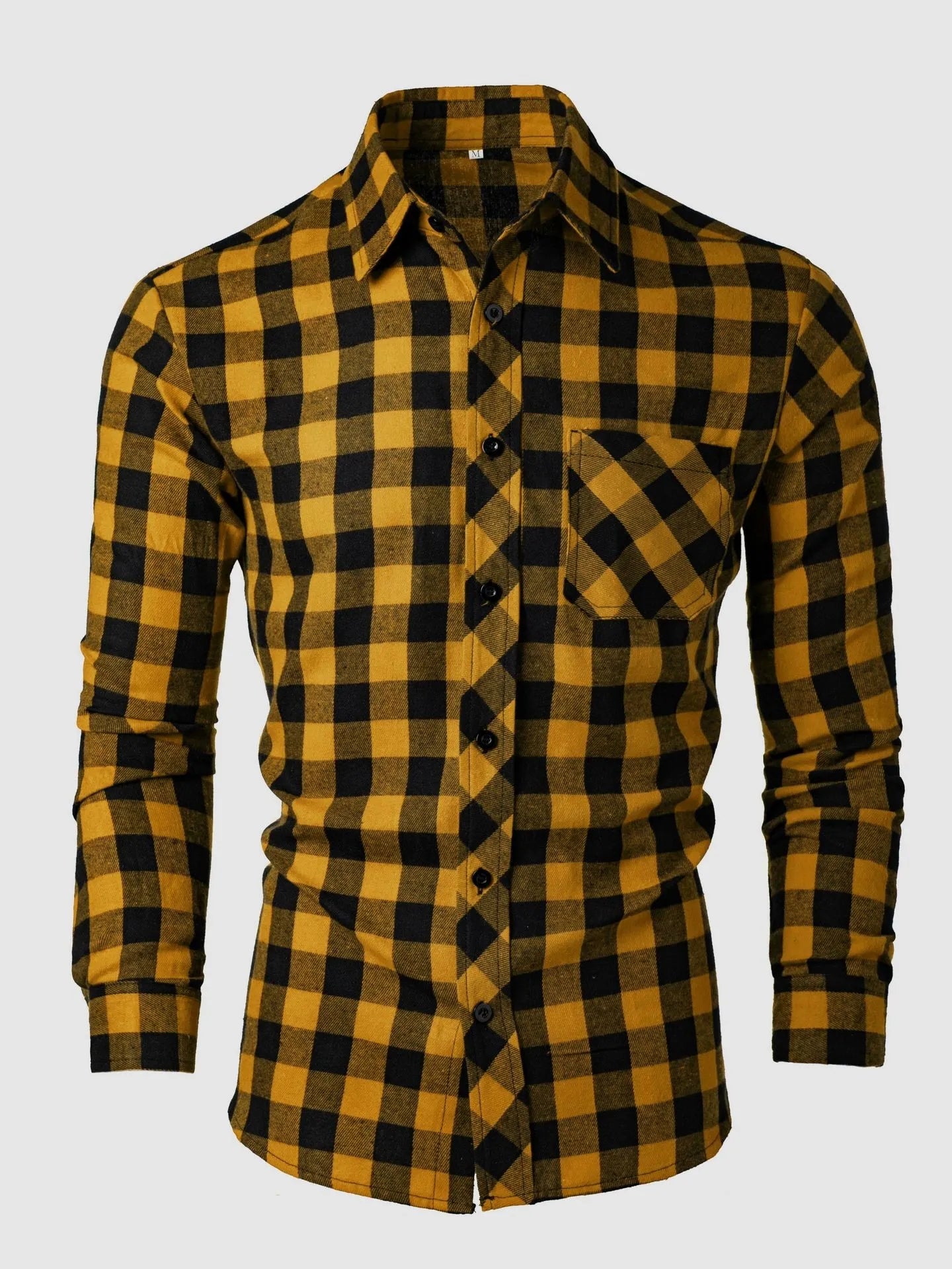 Men's Spring and Autumn New Leisure Long Sleeve Lapel Plaid Shirt