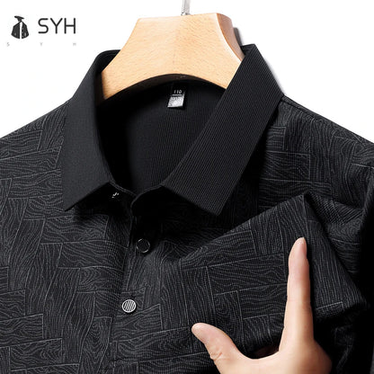 2024 Summer New Men's Business Print Short Sleeved POLO Shirt Comfortable and Cool Casual Fashion T-shirt