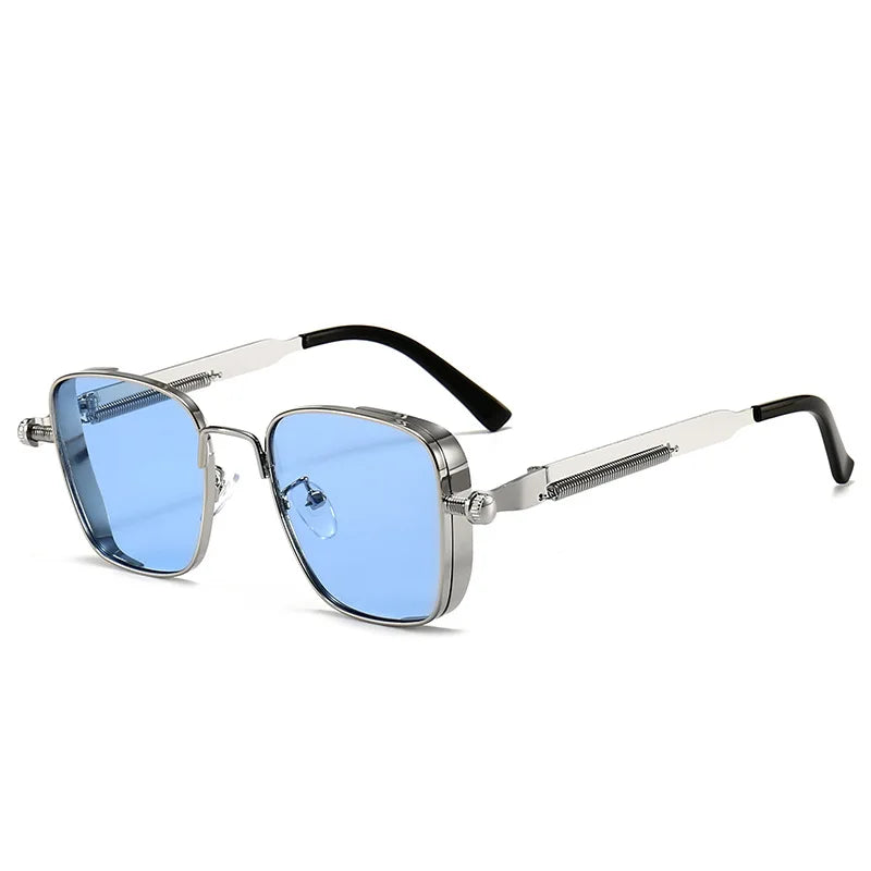 New European and American retro box edging steam punk men's sunglasses with personalized metal springs, Indian sunglasses