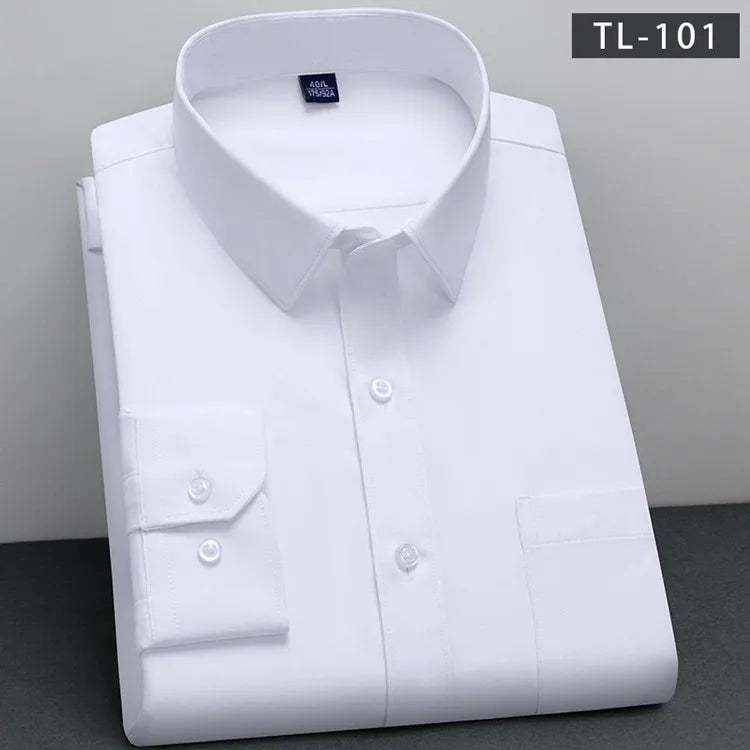 BAMBOOPLE New Fashion Non-iron Shirt Anti-wrinkle Classic Solid  Business Casual Soft Wear Long Sleeve Shirts for Men AEchoice