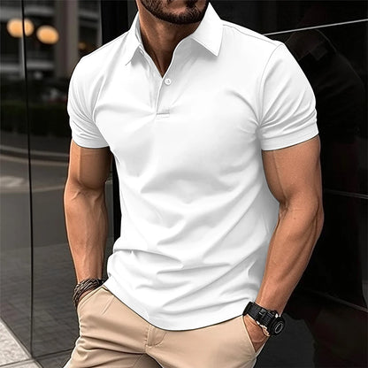 European Summer Best-Selling Men's Solid Color Polo Shirt, Men's T-Shirt, Comfortable Slim, Business Office, Golf Men's Clothing