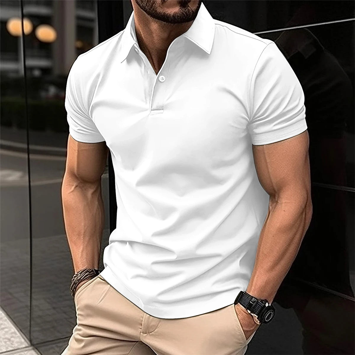 Best-Selling Men's Short-Sleeved Polo Shirt Lapel Button Solid Color Men's T-Shirt Summer Casual Comfortable Golf Men's Clothing