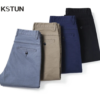 KSTUN 2025 Spring Summer New Casual Pants Men Cotton Slim Fit Chinos Fashion Trousers Male Brand Clothing Basic Mens Pants