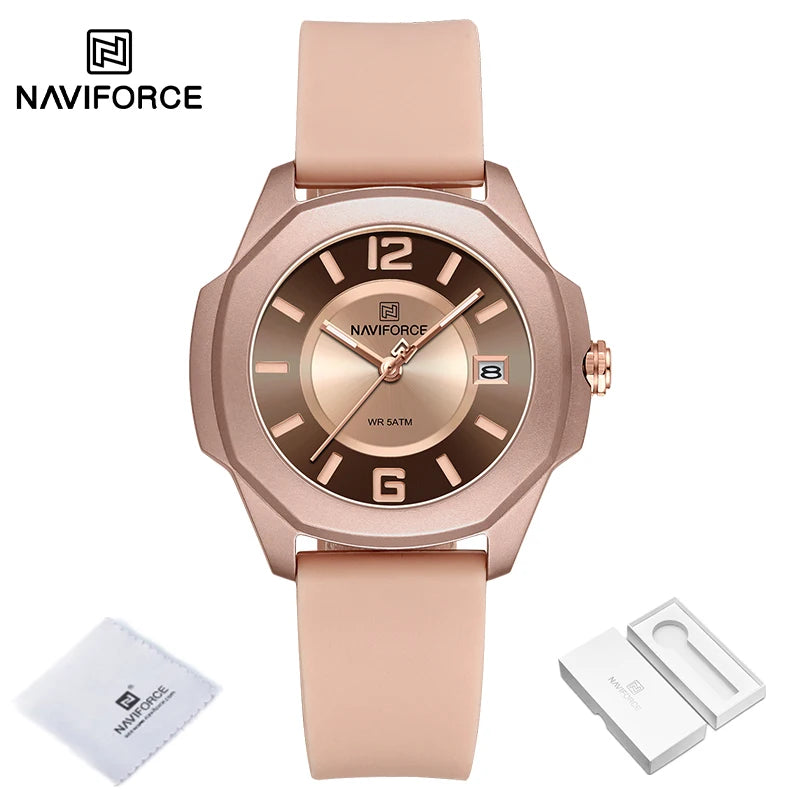 New Style Female Wristwatch NAVIFORCE Casual Sports Quartz Calendar Waterproof and Shockproof Watches for Women Clocks for Gifts