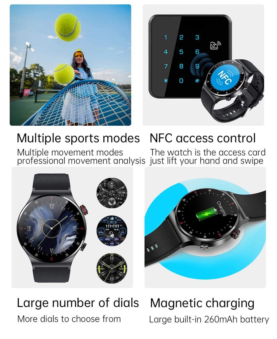 LIGE ECG+PPG Bluetooth Call Smart Watch 2025 Men AMOLED Full Touch Sports NFC Watches Men Smartwatch Waterproof For Android Ios