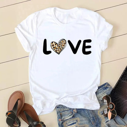 Love Simple Printed European and American Clothing Shirt Short Sleeve T-shirt Tops  Oversized T Shirt  Women Clothes