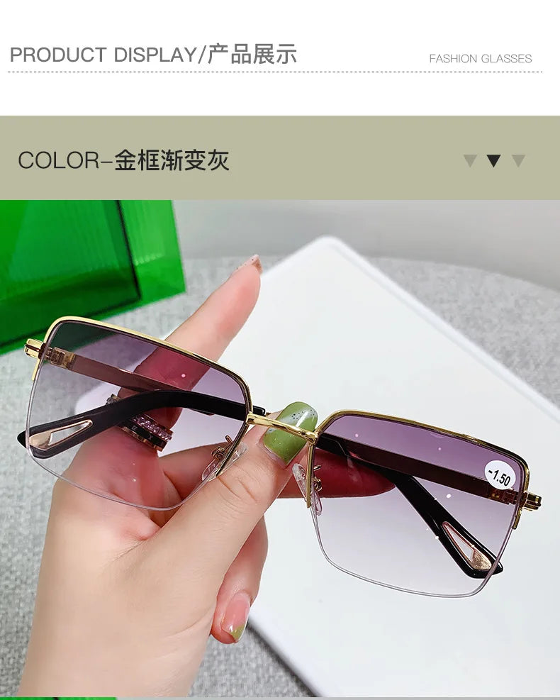 New Myopia Glasses Business Half Frame Anti Blue Light Glasses Man Fashion Myopia Glasses Diopter -1.0 To -4.0