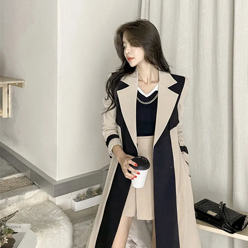 Autumn Mature Style Women's Trench Coat Thin Lined Khaki Coats Lengthened Windbreaker Mature Women Clothing