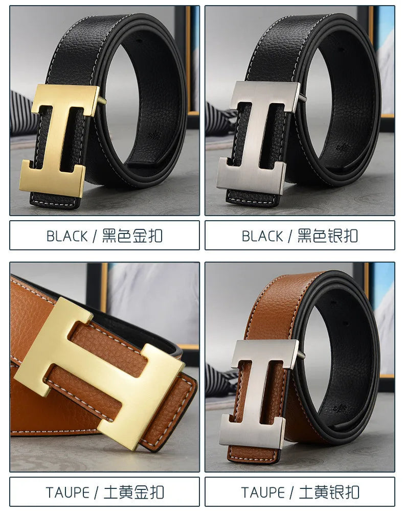 Width 3.8cm Famous Brand Belt Men Top Quality Genuine Luxury Leather Belts for Men Strap Metal Belt Fashion Women's Belt jeans