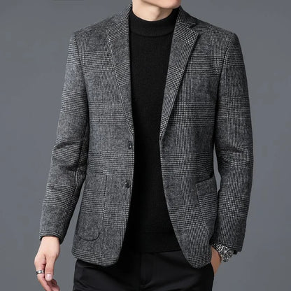 Top Grade Wool Warm Men for Blezer 2025 New Autumn Winter Men Smart Casual Classic Single Breasted Blazer Mujer Brand Clothes