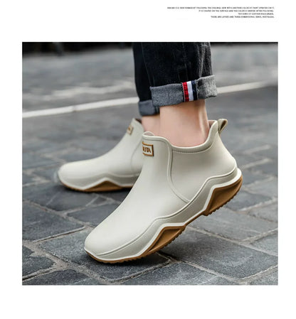 New Rain Shoes Ankle Women Waterproof Shoes Rain Boots Men Anti-slip Wear-resistant Plush Fashion Kitchen Summer Winter