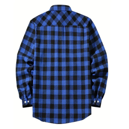 Mens Shirts Single Breaste Classic Plaid Smart Casual Flannel Shirt Long Sleeved Chest Two Pockets Design Spring Autumn Men Tops