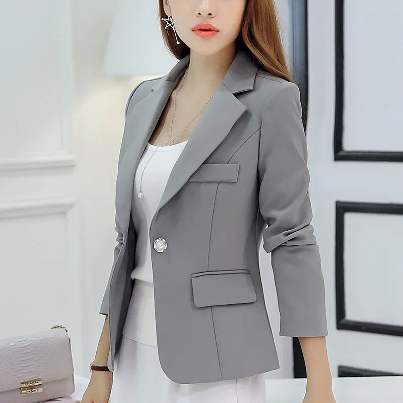 Black Women Blazer 2024 Formal Slim Blazers Lady Office Work Suit Pockets Jackets Coat Female Wine Notched Blazer Jackets Femme