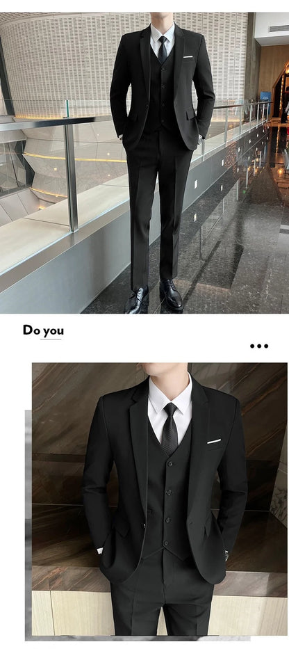 Luxury Business Suits for Men 3 Piece 2025 Groom Tuxedo Wedding Suits Best Man Groomsmen Formal Party Suit Male Trajes De Hombre