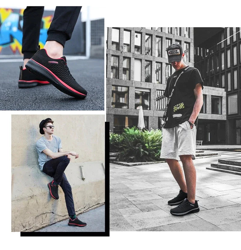 YRZL Sports Shoes for Men Shoes Sneakers Black Shoes Casual Men Knit Sneakers Breathable Athletic Running Walking Gym Shoes