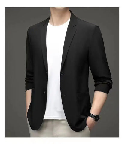 Spring Summer Men Ice Silk Thin Casual Sunscreen Blazer Fashion Casual Male Clothes Long Sleeve Big Size Slim Solid Blazers Coat