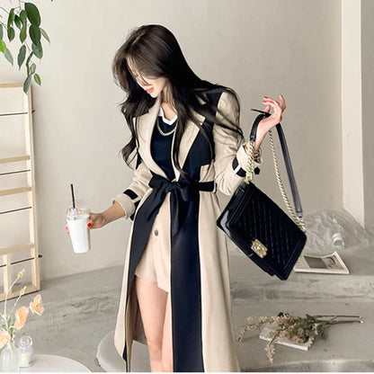 Autumn Mature Style Women's Trench Coat Thin Lined Khaki Coats Lengthened Windbreaker Mature Women Clothing