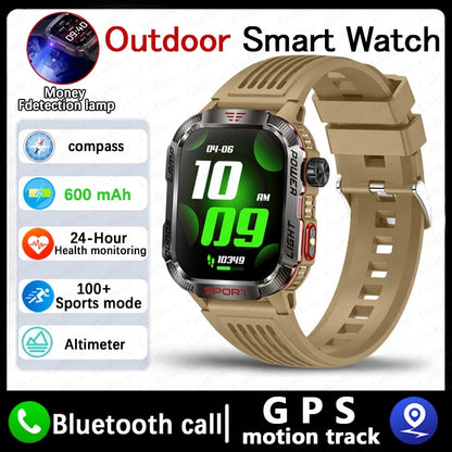 New For Huawei Xiaomi Military GPS Smart Watch Men Flashlight Compass Waterproof Outdoor Sport Tracker Bluetooth Call Smartwatch