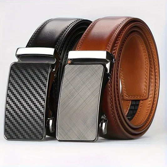 Men's Automatic Buckle Genuine Leather Cowhide Belt, Leisure Fashion Pants Belt, Men Waistband, With Gift Box