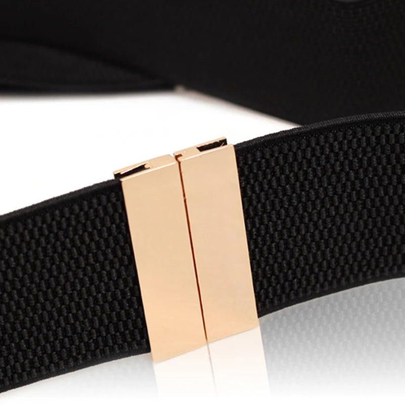 New Wide Elastic Black Belt Dress Stretch Waist Belts Women Dress Coat Accessories Waistband Corset Waist Metal Buckle Lady